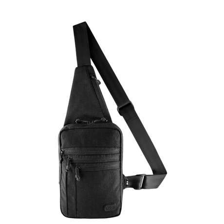 M-Tac Carry Sling Taske Elite Gen.IV i sort med justerbar skulderrem, universelt velcro-hylster og diskret design, galleri position 1.