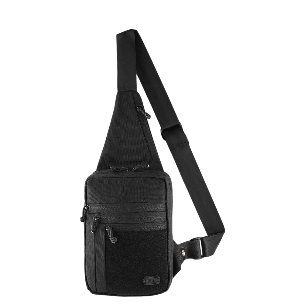 M-Tac Carry Sling Taske Elite Gen.IV med Velcro til skjult bæring, justerbar rem og universelt velcro-hylster, sort design.