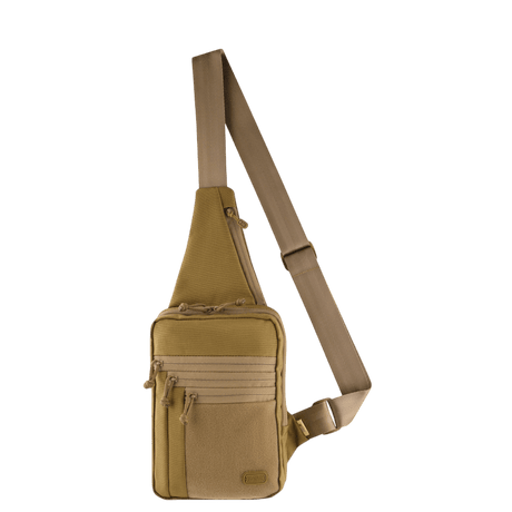 M-Tac Carry Sling Taske Elite Gen.IV med Velcro i kakhifarvet slidstærkt nylon med justerbar skulderrem, galleri position 1.
