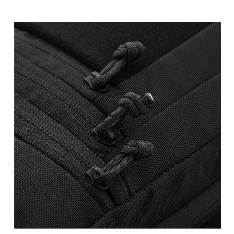 M-Tac Carry Sling Taske Elite Gen.IV med Velcro i sort nylon med fokus på robuste lynlåstræk og slidstærkt materiale, galleri position 1.