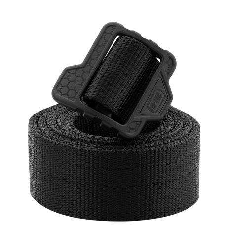M-Tac Double Duty Taktisk Bælte Hex i sort nylon med slidstærk vævning og robust spænde, modelfoto galleri position 1.