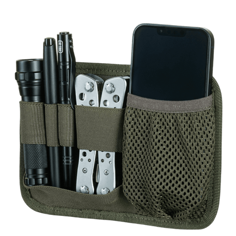 M-Tac Hook & Loop Low Profile Admin Panel i slidstærkt nylon med modulopbygget opbevaring og elastiske bånd, galleri position 1.