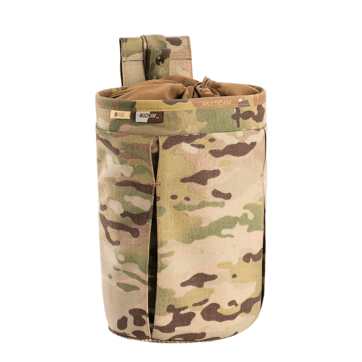 M-Tac Mag Drop Pouch Elite i camouflagemønster til MOLLE montering, brugt til hurtig udskiftning af magasiner under nødopgaver.