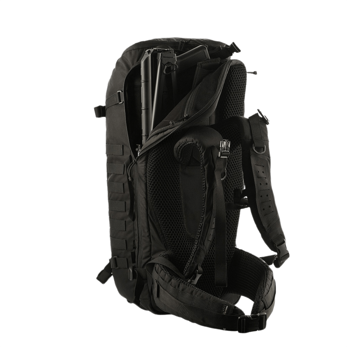 M-Tac Rygsæk Gen.II Elite Large i sort stof, set bagfra, med ergonomisk design og holdbare materialer, perfekt til transport af udstyr.