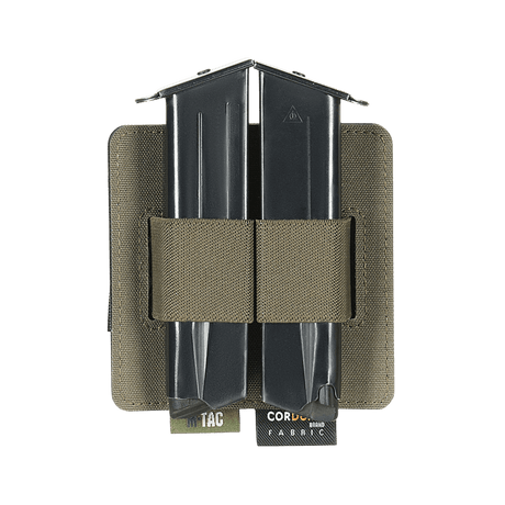 M-Tac Double Mag Pouch Hook Backed Magazine til to pistolmagasiner eller værktøjer med justerbare rumdelere og Velcro-fastgørelse.