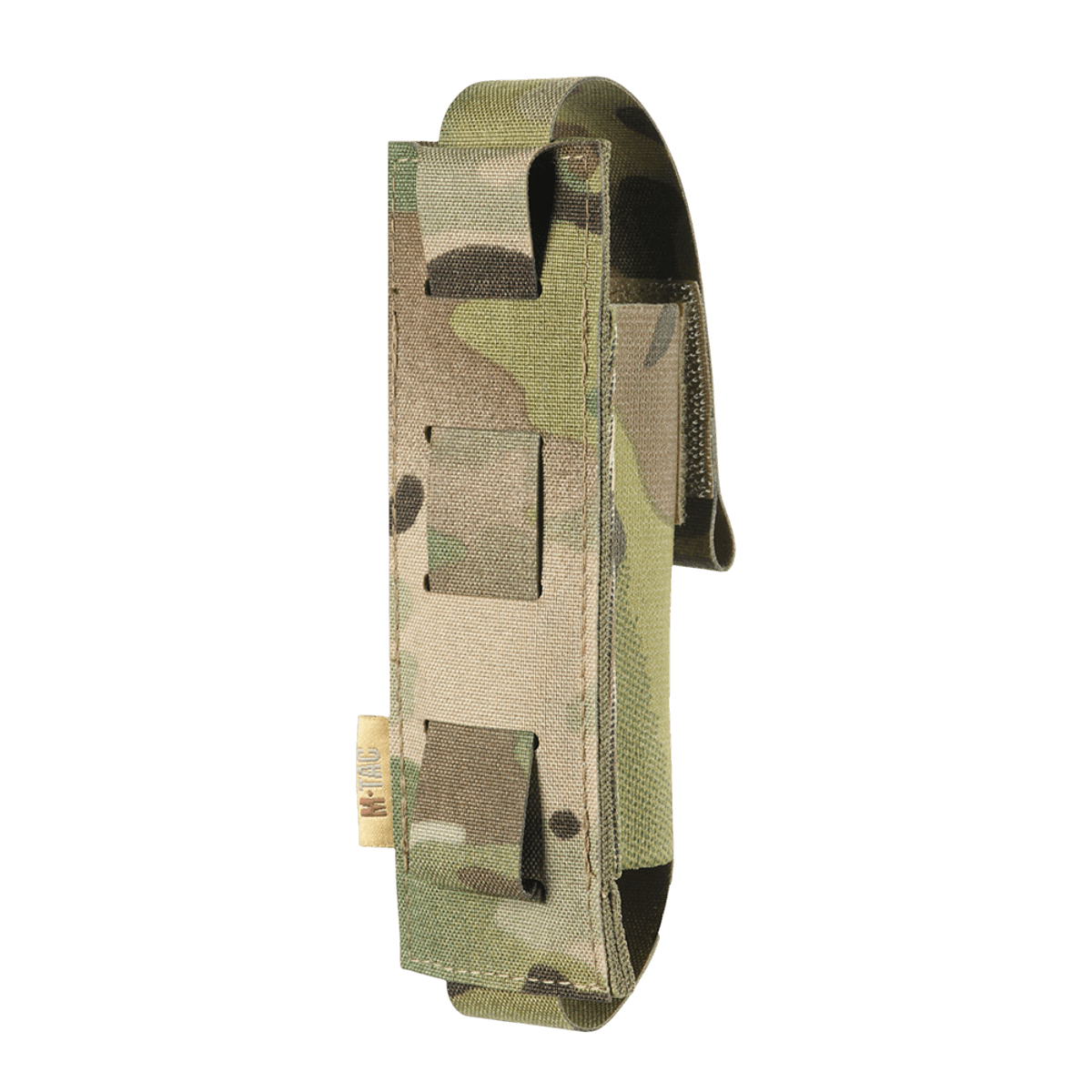 M-Tac Tourniquet Pouch Elastisk med MOLLE Gen.II i camouflage-design, set fra siden til hurtig tourniquet adgang.