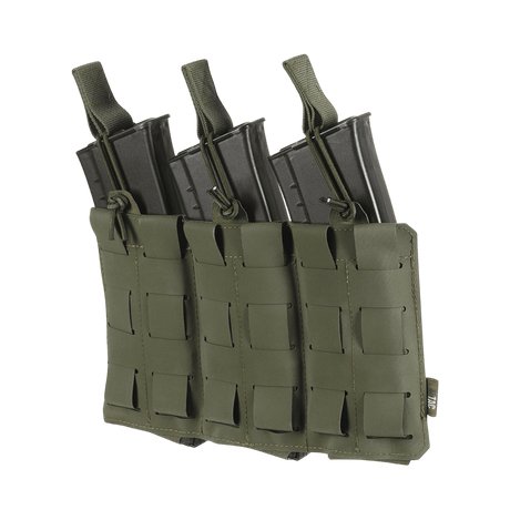 M‑Tac Elastisk Triple Magazine Pouch Elite til tre AK/AR-magasiner med MOLLE Laser Cut og Cordura 500D, sikker opbevaring og hurtig adgang