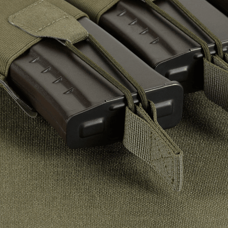 M‑Tac Elastisk Triple Magazine Pouch Elite med tre magasiner, Cordura 500D, MOLLE fastgørelse, kompakt design til feltbrug