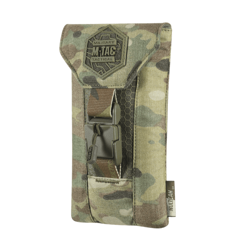M-Tac Smartphone Lomme Elite Large Hex i camouflage-design til sikker opbevaring, lavet af slidstærkt CORDURA HEX-materiale med magnetisk spænde.