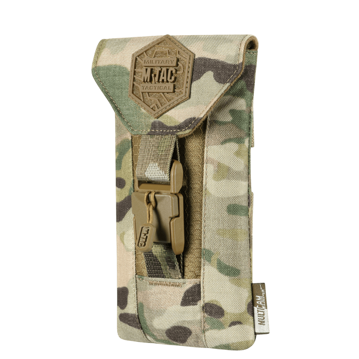 M-Tac Smartphone Lomme Elite Large Hex i camouflagedesign, slidstærk CORDURA HEX materiale, sikker opbevaring til smartphones op til 6,5 tommer.