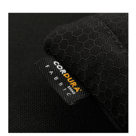 M-Tac Smartphone Lomme Elite Large Hex i CORDURA HEX stof, sort taskeetiket, slidstærkt til hverdagsbrug.