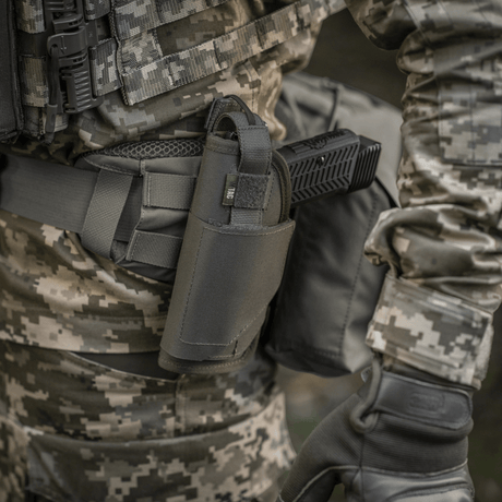 M-Tac Universal Taktisk Hylster Elite Venstre i lamineret Cordura 500D med NIJ-certificering, justerbar pasform, galleri position 1