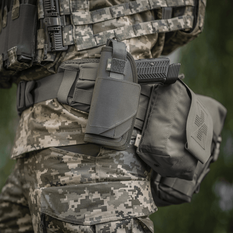 M-Tac Universal Taktisk Hylster Elite Venstre i lamineret Cordura 500D med NIJ-certificering, justerbar pasform, galleri position 1