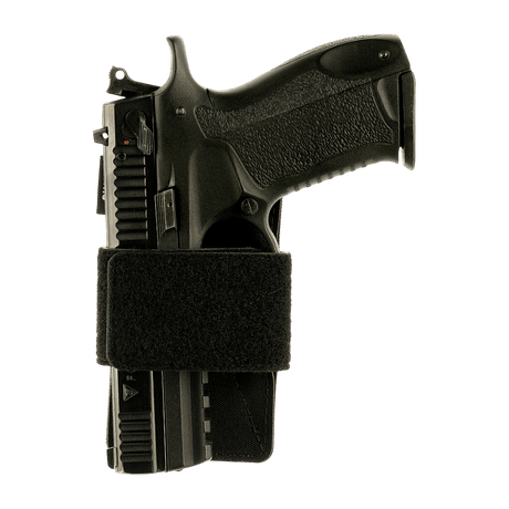 M-Tac Hylster-Insert Light tilpasningsdygtig pistolholder med justerbar velcrostrop på sort skydevåben til taktiske opgaver.