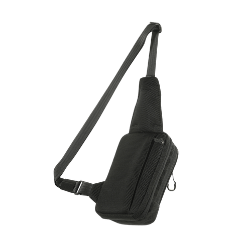 M-Tac Sling Pistoltaske Elite Hex i sort, lavet af slidstærk Cordura 1000D og Cordura Hex, med justerbar skulderrem og rummelige rum.