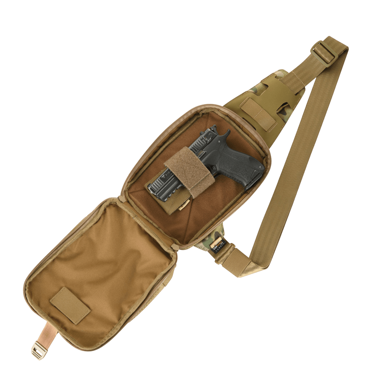 M-Tac Sling Pistoltaske Elite Hex - slidstærk, justerbar taske til skjult våben transport med pistol indeni.