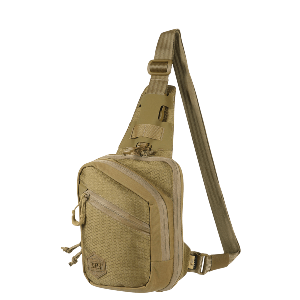 M-Tac Sling Pistoltaske Elite Hex i Cordura 1000D med justerbar skulderrem og rummelige rum, designet til skjult bæring.