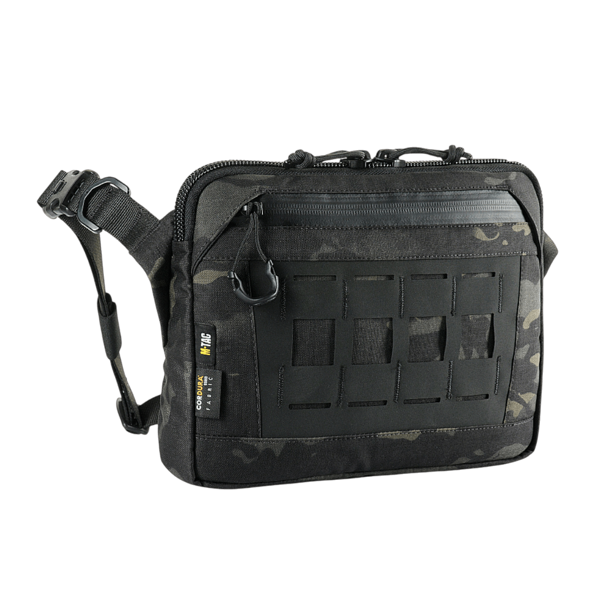 M-Tac Admin Taske Elite i slidstærk sort Cordura 500D med justerbar skulderrem og praktiske lommer.