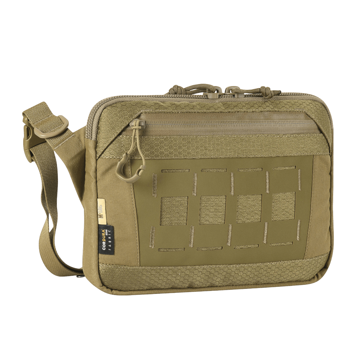 M-Tac Admin Taske Elite i Cordura 500D og Hex materiale med justerbar skulderrem og YKK lynlåse, ideel til stil og funktionalitet.