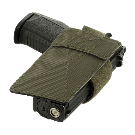 M-Tac Modulært Universalt Hylster med Lås Light til diskret pistolbæring med Velcro-lås, ideel til taktiske tasker.