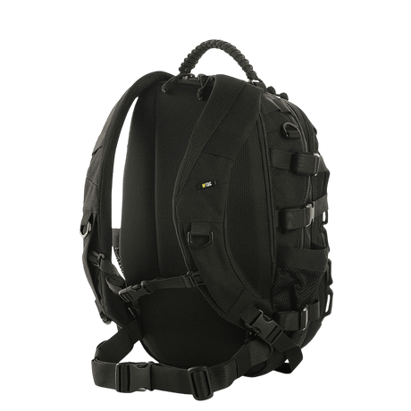 M-Tac Mission Pack Elite rygsæk i sort Cordura 1000D med ergonomisk design og MOLLE system bagfra