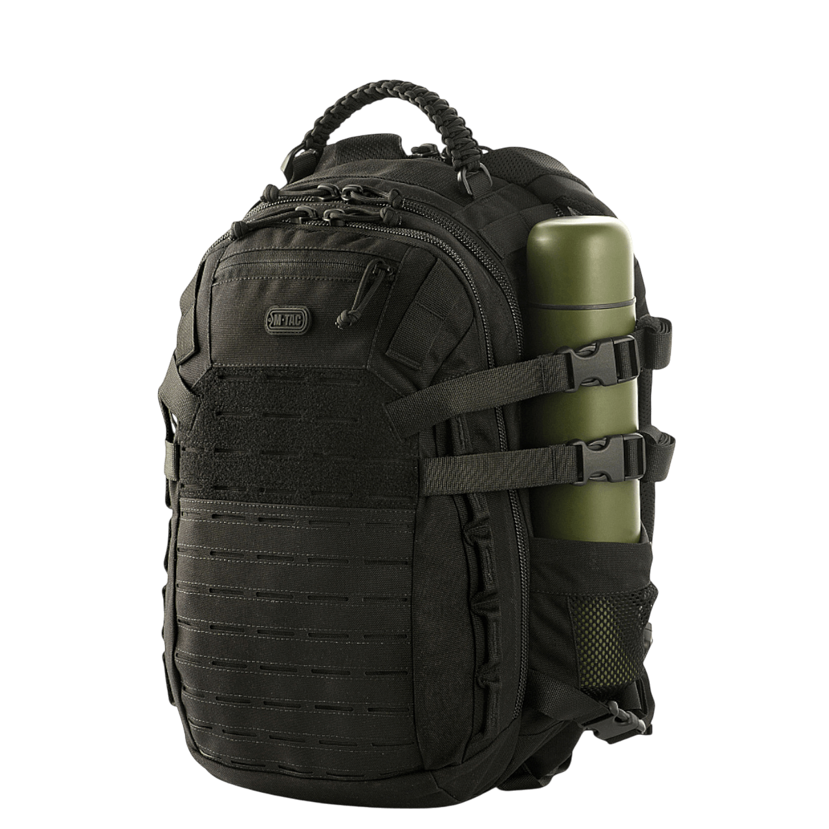 M-Tac Mission Pack Elite Rygsæk med MOLLE system, designet i slidstærkt Cordura 1000D, ergonomisk og funktionel til udendørs brug.