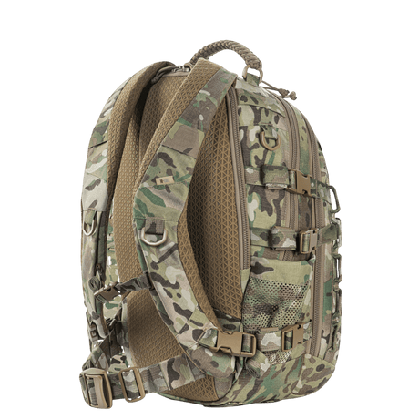 M-Tac Mission Pack Elite rygsæk i slidstærkt Cordura 1000D med ergonomisk design og MOLLE LASER CUT-system i camouflagefarver.