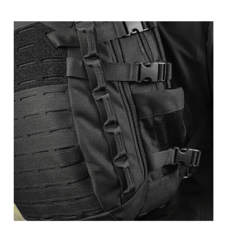 M-Tac Mission Pack Elite rygsæk med holdbart Cordura 1000D materiale og MOLLE LASER CUT-system for øget funktionalitet.