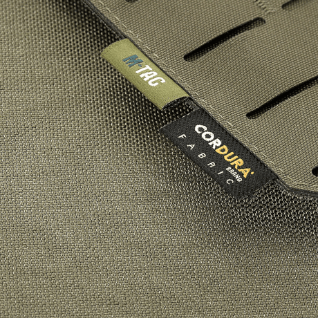M-Tac Frontpanel til Plate Carrier Cuirass QRS XL i slidstærkt Cordura 500D materiale vist i galleri position 1, tæt på mærker og stofstruktur