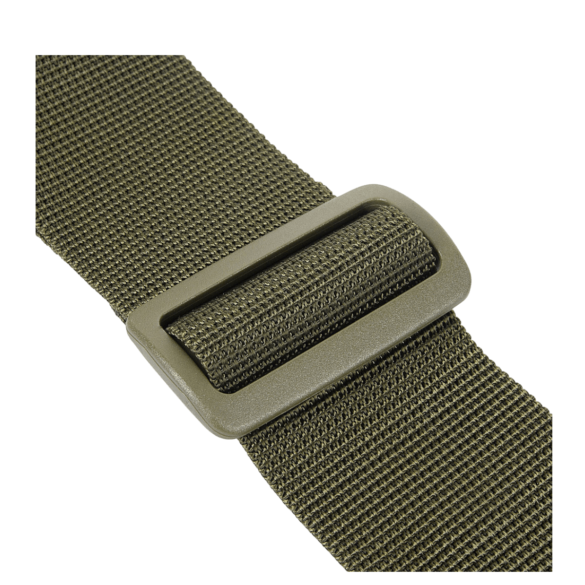M-Tac Våbenbælte Single Point med justerbar Texcel-rem, set tæt på i armygrøn farve. Ideelt til hurtig våbenhåndtering.