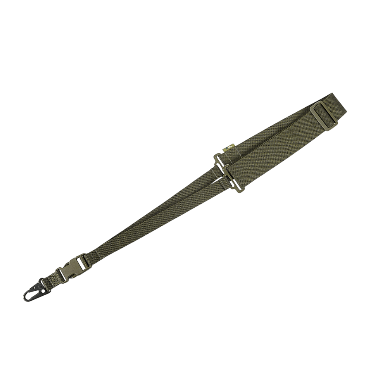 M-Tac Våbenbælte Single Point, justerbart bælte til gevær med Texcel-rem og quick-drop system, i en armygrøn farve.