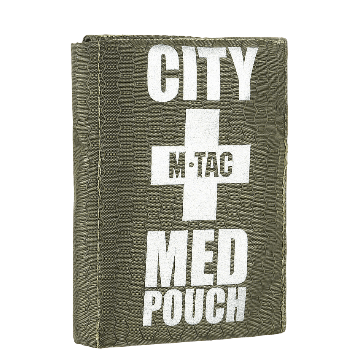 M-Tac City Med Pouch Hex i Hex Polyester med medicinsk kors, kompakt førstehjælpskit, velcrolukning, slidstærkt og vedligeholdelsesfrit.