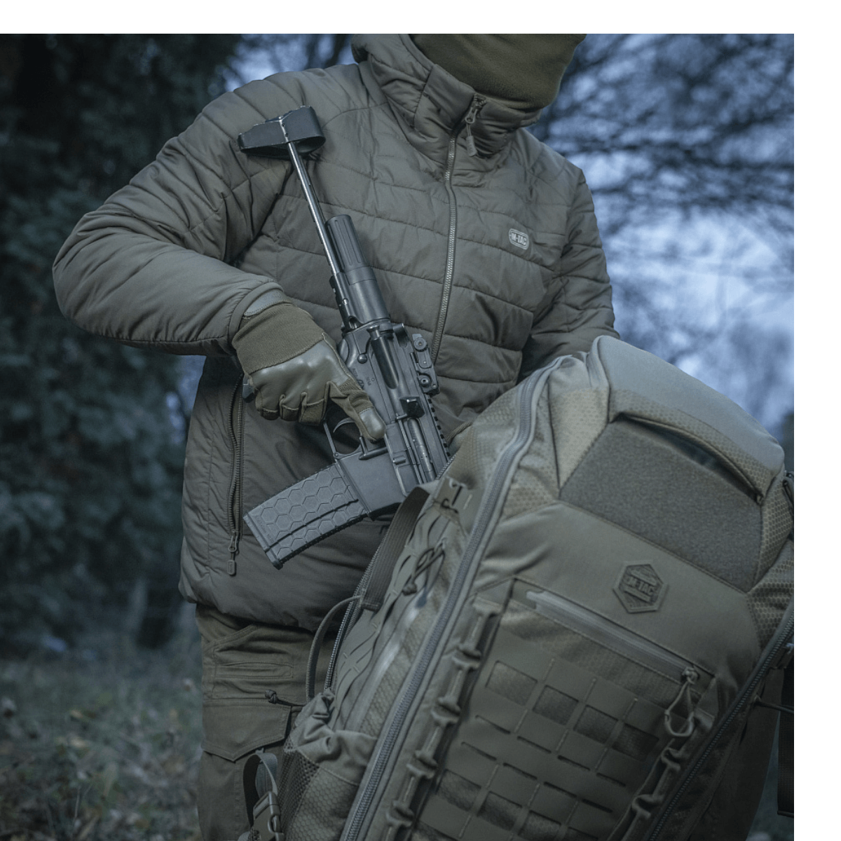 Alt Tag: M-Tac Rygsæk Large Elite Hex Gen. IV, holdbar Cordura, designet til adskilte våben, til udendørs brug