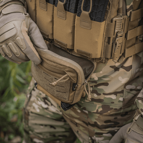 M-Tac Lomme til Tilbehør Lower Large Elite Plate Carrier i slidstærkt Cordura 500D med NIJ-certificering, funktionel lynlåslomme, galleri position 1
