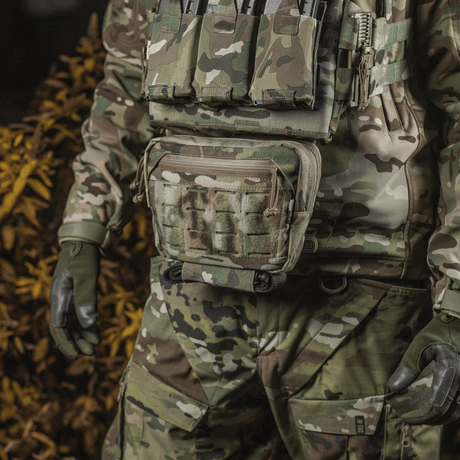 M-Tac Lomme til Tilbehør Lower Large Elite Plate Carrier i slidstærkt Cordura 500D med NIJ-certificering, vist i galleri position 1, tactical pouch.