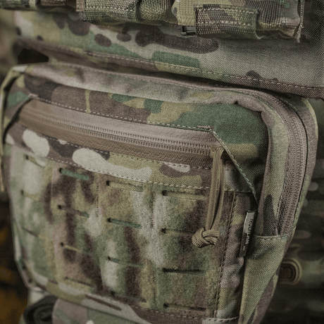 M-Tac Lomme til Tilbehør Lower Large Elite Plate Carrier i slidstærkt Cordura 500D med NIJ-certificering, funktionel kamufleret pouch, galleri position 1