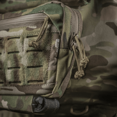 M-Tac Lomme til Tilbehør Lower Large Elite Plate Carrier i slidstærkt Cordura 500D med NIJ-certificering, vist i galleri position 1, tæt på lynlåse og materiale.