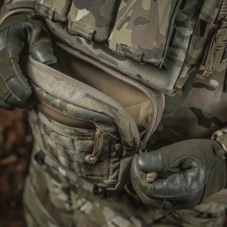 M-Tac Lomme til Tilbehør Lower Large Elite Plate Carrier i slidstærkt Cordura 500D med NIJ-certificering, vist i galleri position 1, åben pouch.