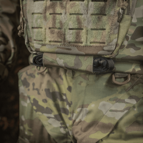 M-Tac Lomme til Tilbehør Lower Large Elite Plate Carrier i robust Cordura 500D med NIJ-certificering, vist i galleri position 1, camouflagemønster og modulær opsætning