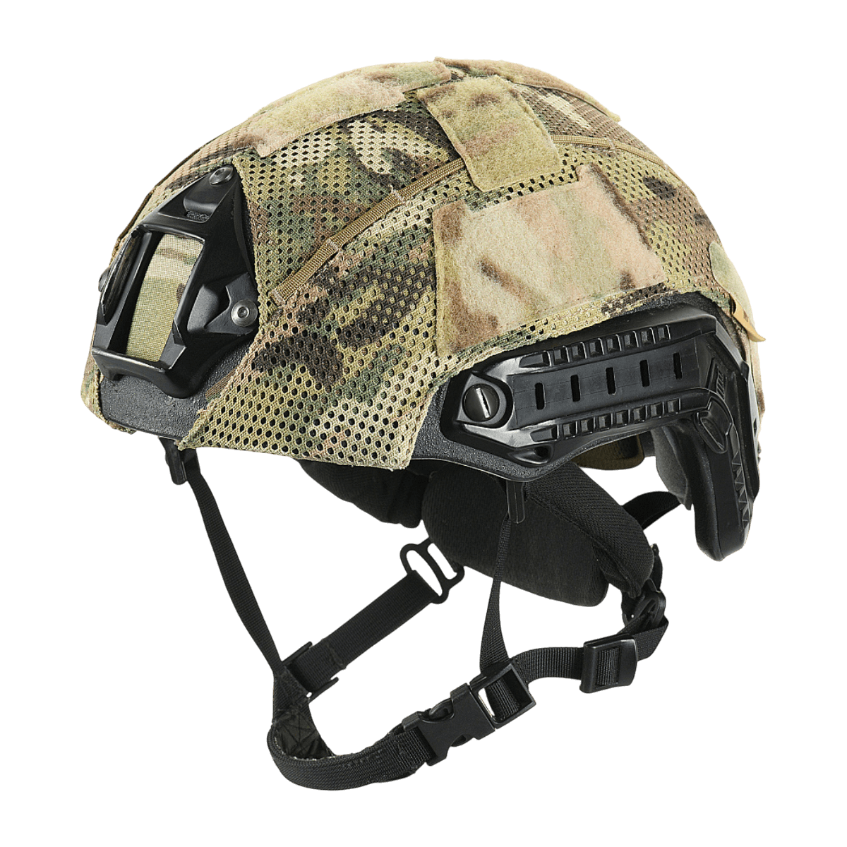 M‑Tac Hjelmcover Shroud Elite i MULTICAM, designet til TOR-D hjelme, beskytter mod skade, med Velcro-paneler og stropper til ekstraudstyr.