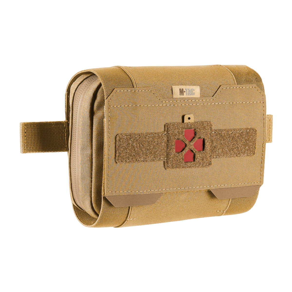 M-Tac Horisontal Medic Lomme Large Elite i slidstærk Cordura 500D, ideelt til førstehjælp, med praktisk organizer og udstyrsfæste.