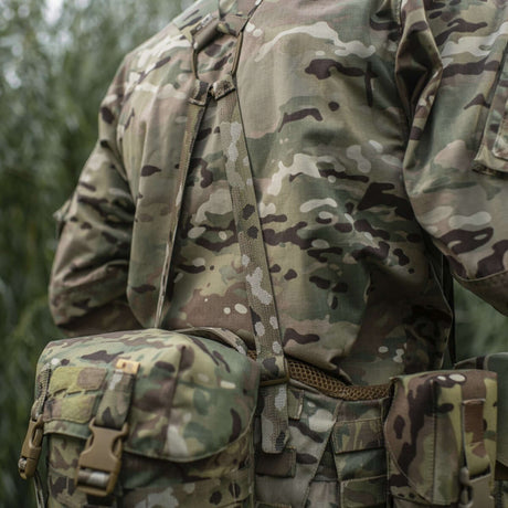 M-Tac Skulderstropper til taktisk bælte Laser Cut i camouflage Cordura med NIJ-certificering, vist i galleri position 1 for øget bærekomfort.