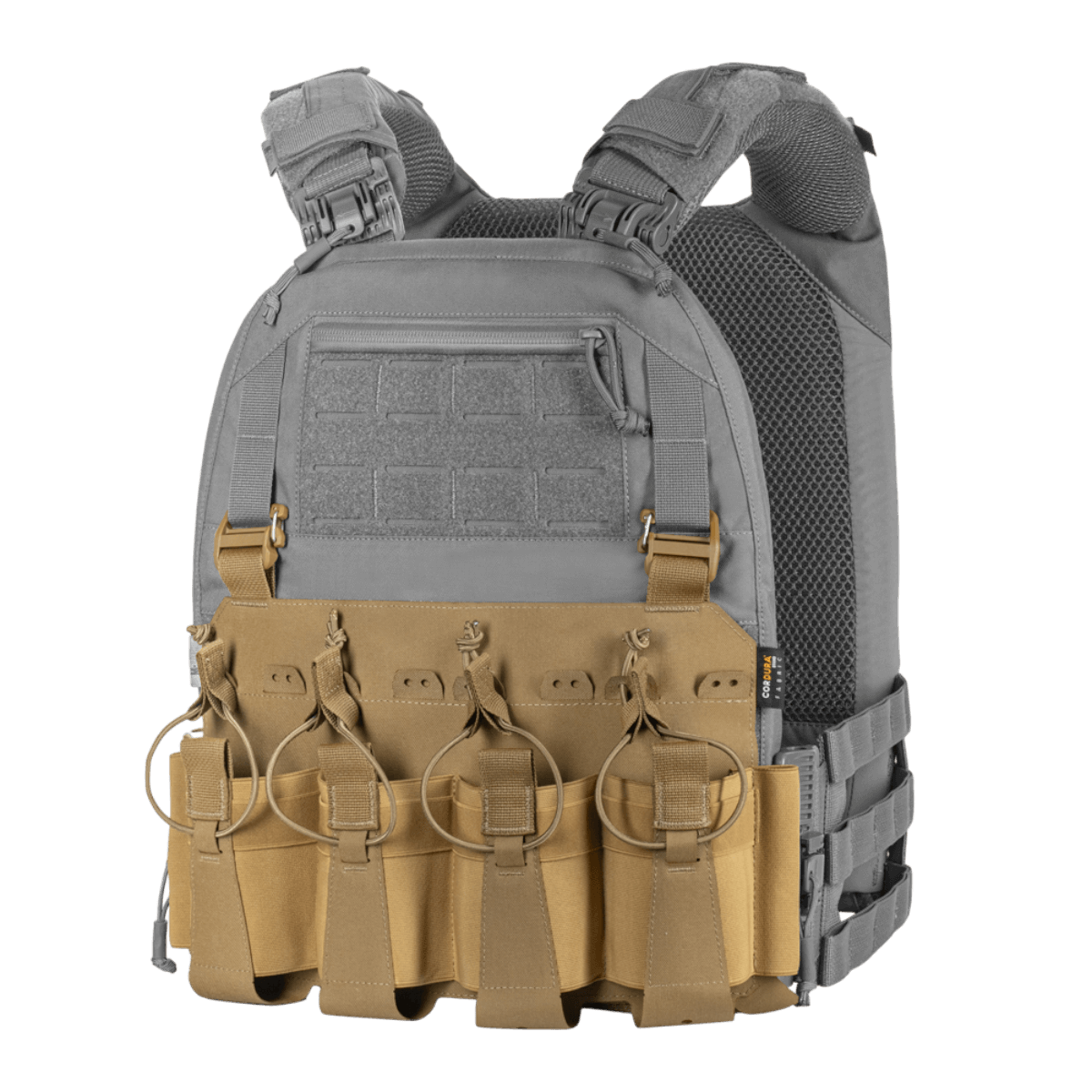 M-Tac Frontpanel til Plate Carrier Cuirass QRS til 4 Magasiner i elastisk Cordura design holder fire AK/AR magasiner sikkert og funktionelt.