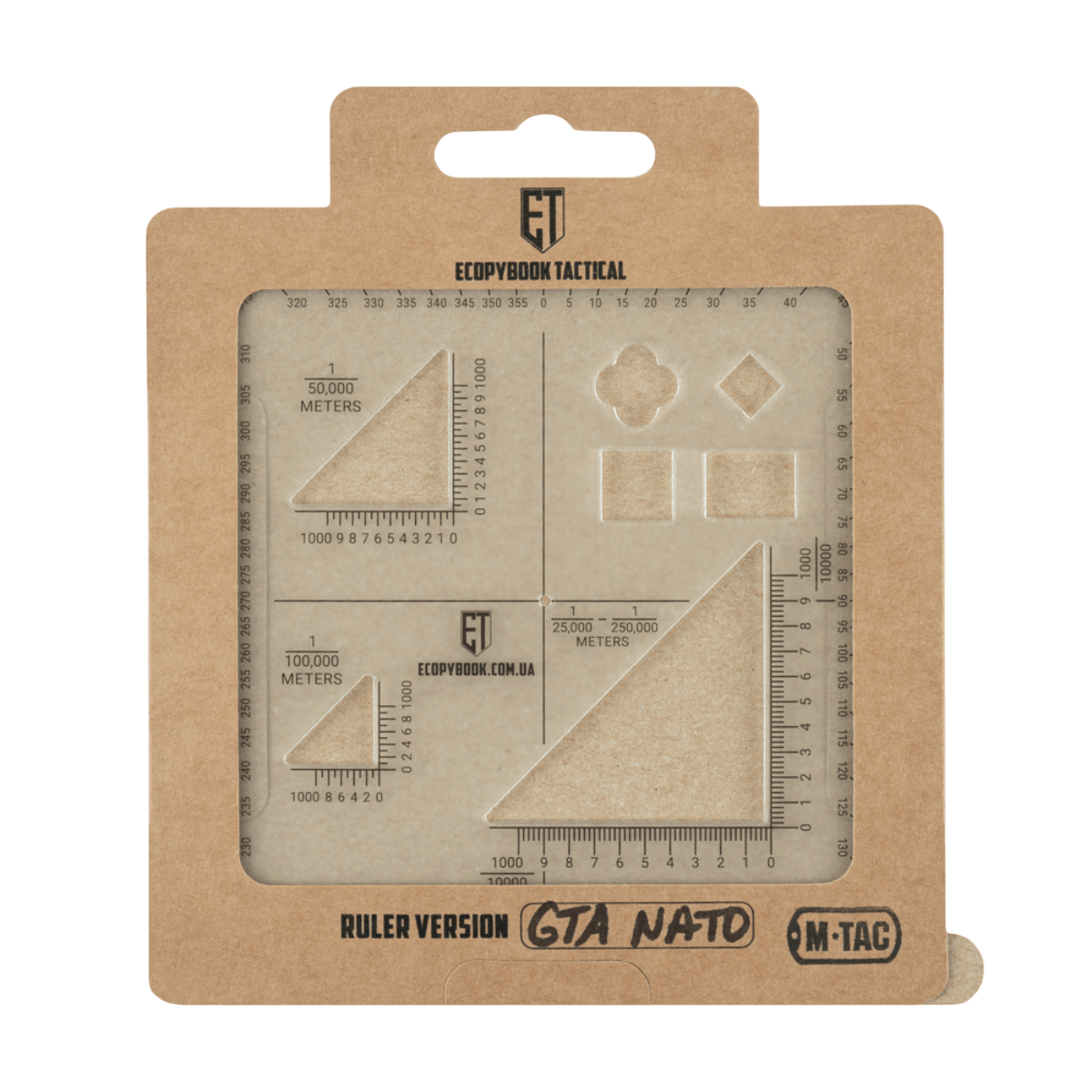 M-Tac Ecopybook Tactical Ruler GTA NATO i emballage, designet til taktiske opgaver med anti-refleks overflade til UAV rekognoscering.
