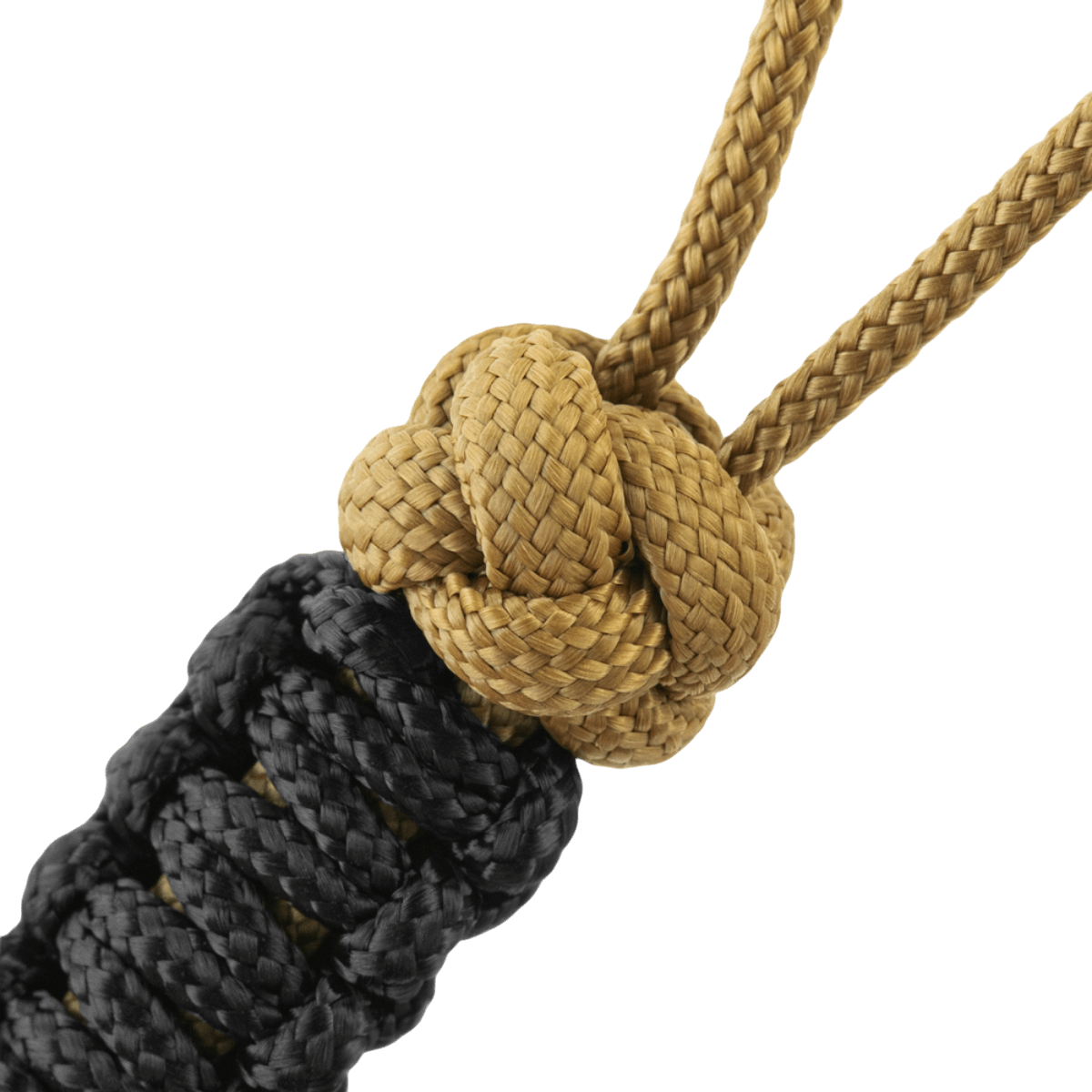 M-Tac Lanyard Scandinavian Small Chinese Knot i sort og guld snoret paracord med skandinavisk knude design.