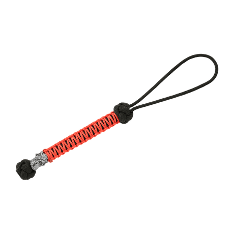 M-Tac Knife Lanyard Ninja i sort og rød paracord med cupronickel perler, 14,5 cm lang, praktisk greb forlængelse.