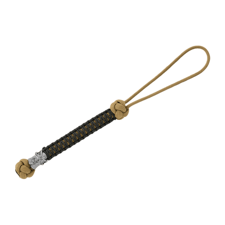 M-Tac Knife Lanyard Ninja i beige og sort paracord med cupronickel perle, 14,5 cm lang.
