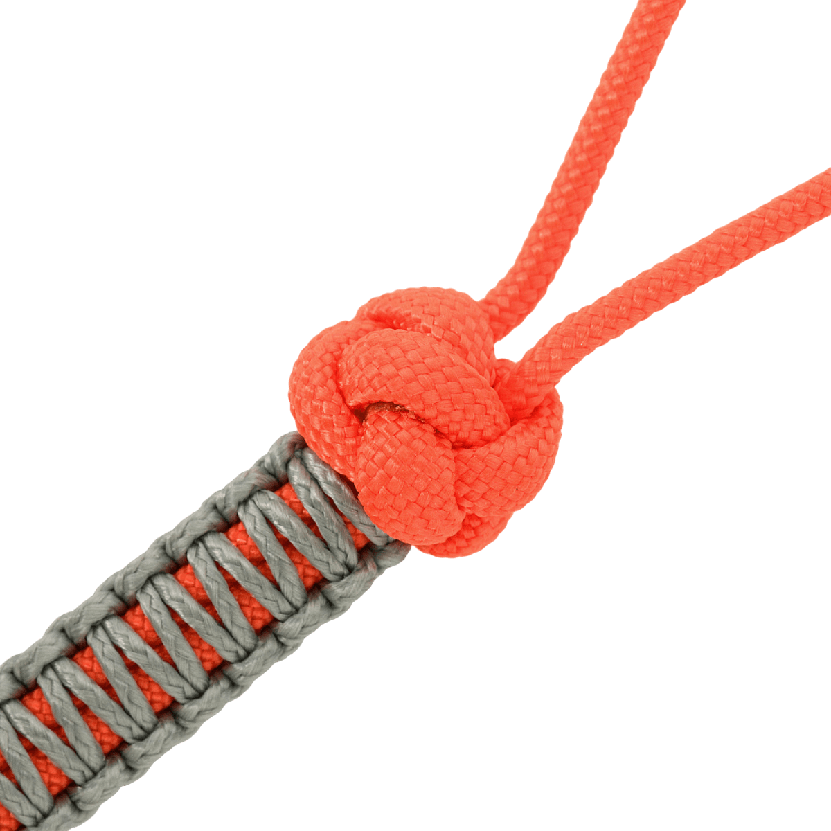 M-Tac Knife Lanyard Ninja in orange and grey paracord with knot detail, a stylish accessory adding personality to your knife.