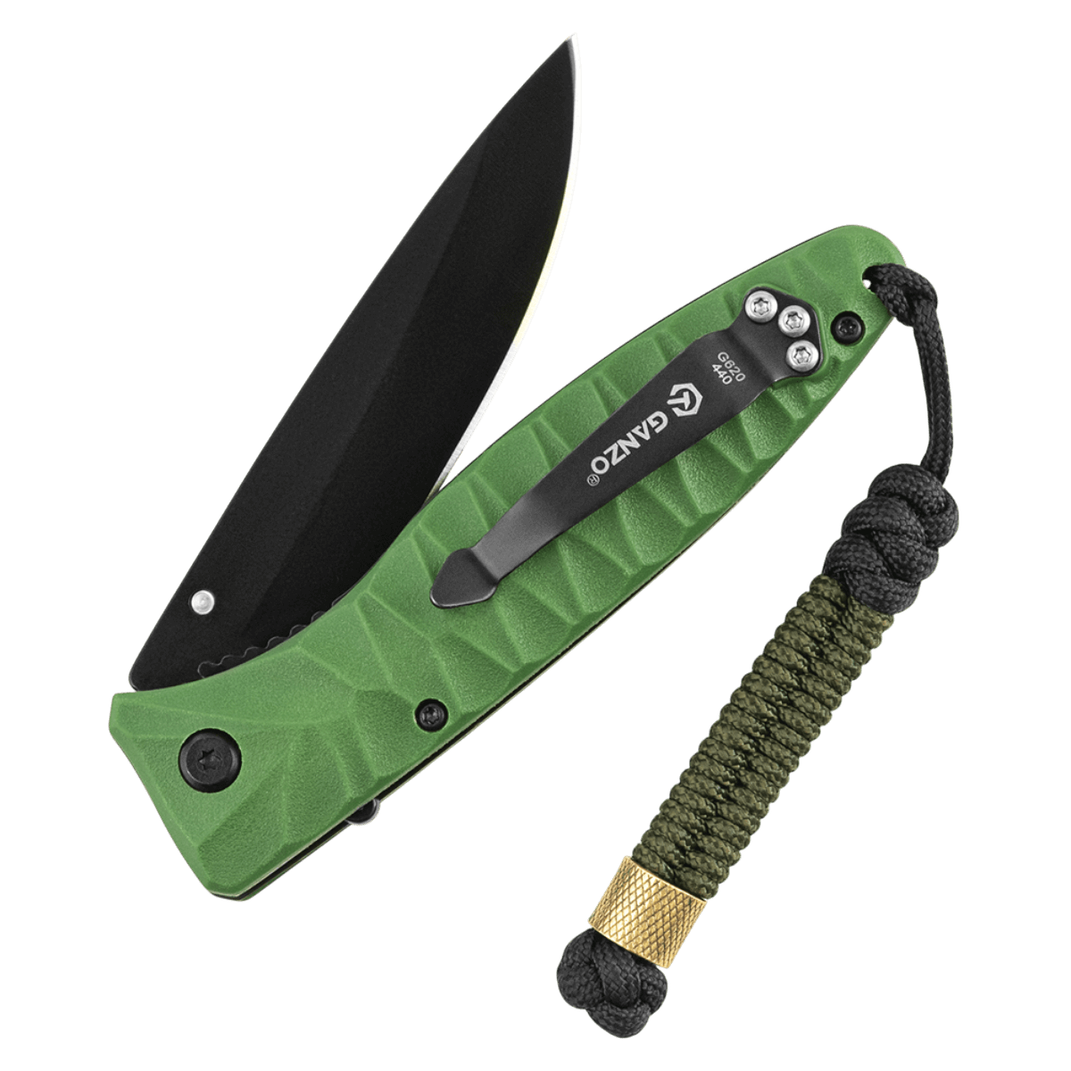 M-Tac Viper Cylindre Lanyard Stainless Steel på en kniv med nordisk stil perle og coiled paracord, til hurtig fjernelse af udstyr.