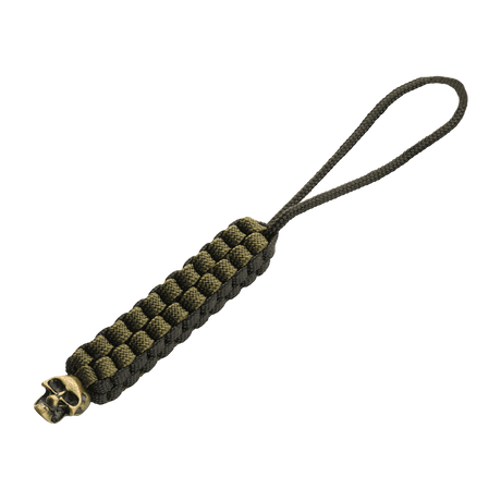 M-Tac Knife Lanyard Cuboid Skull i flettet paracord med dekorativ kranium perle, praktisk tilbehør til knivhåndtag.